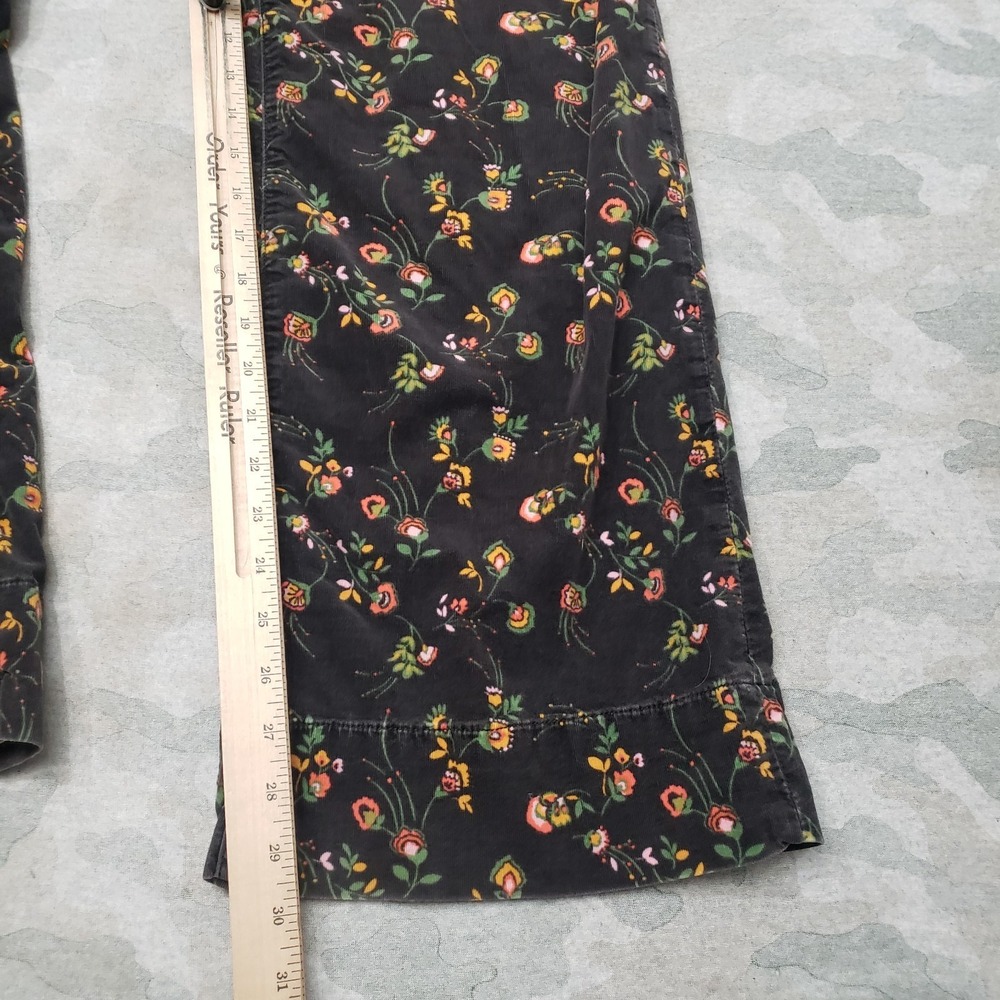 Pilcro And The Letter Press Pants Womens 31 Black Corduroy Floral Wide Leg - Picture 4 of 10
